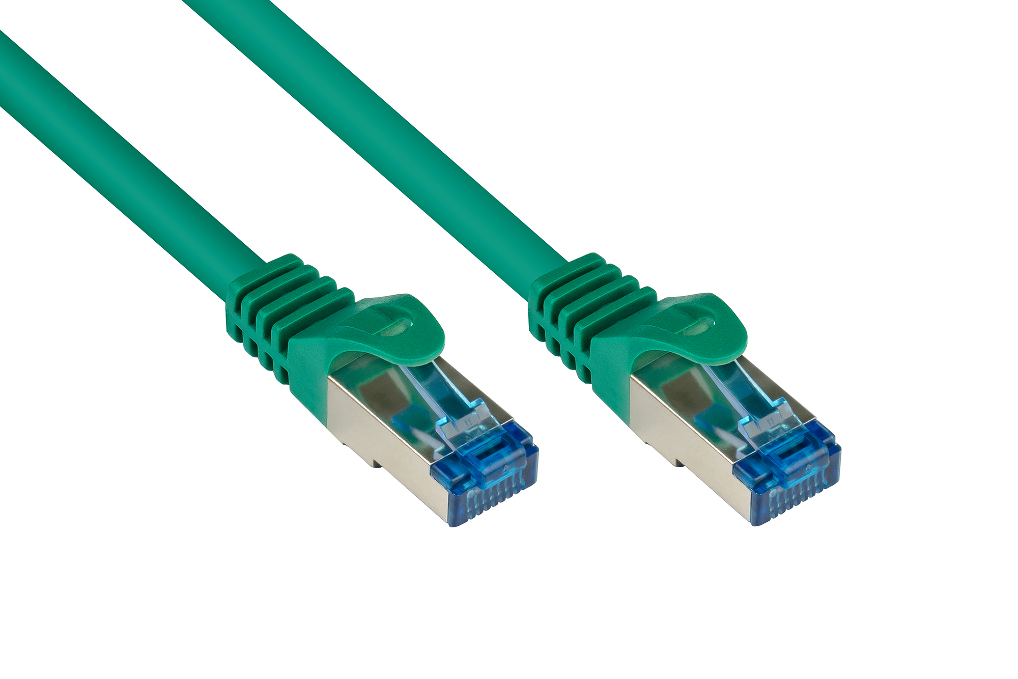 RNS® Patchkabel mit Rastnasenschutz, Cat. 6A, S/FTP, PiMF, halogenfrei, 500MHz, grün, 10m, Good Connections®