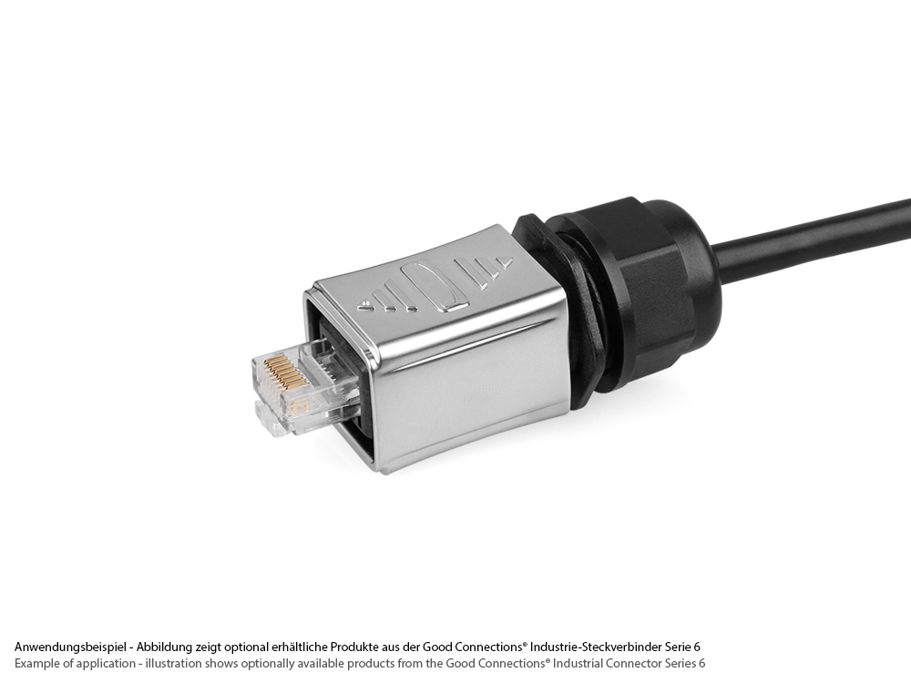 Industrial connector S6 - Unmated plug, cut-out for RJ45 plug, metal, Good Connections®