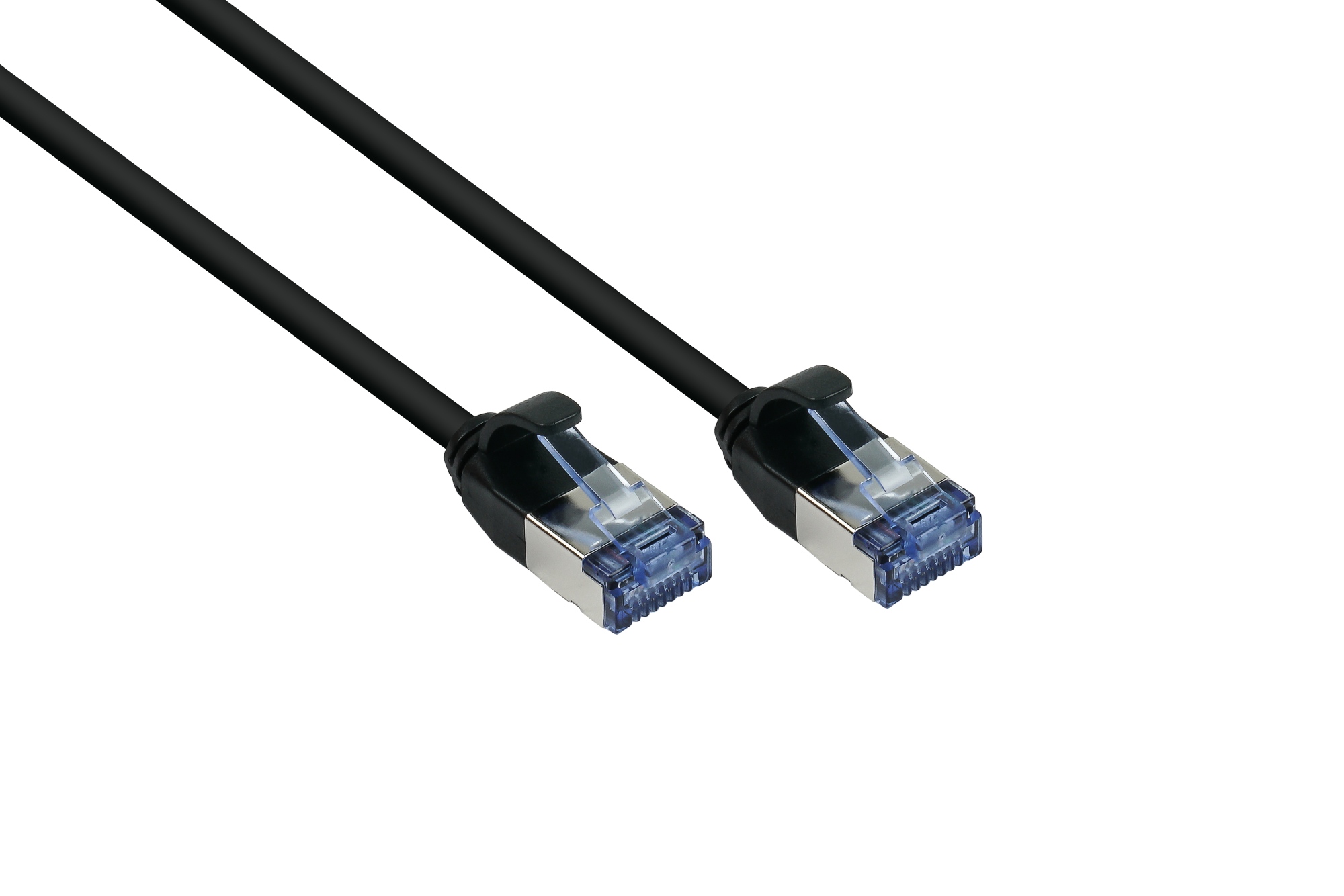 RNS® Patchkabel SlimLine, Cat.6A, U/FTP, PiMF, halogenfrei (LSZH), 500MHz, CU, schwarz, 1m, Good Connections®