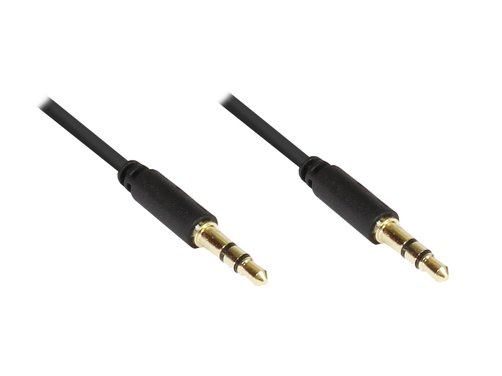 Anschlusskabel Klinke 3,5mm Stecker an Stecker (3polig), Slim-Ausführung, schwarz, 1,5m, Good Connections®