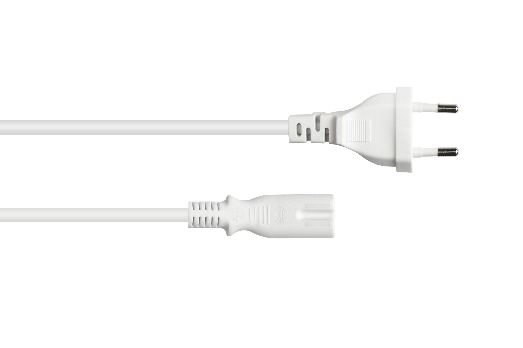 Euro-Netzkabel Euro-Stecker Typ C (gerade) an C7/Euro 8 Buchse (gerade), weiß, 0,75 mm², 0,5 m, Good Connections®