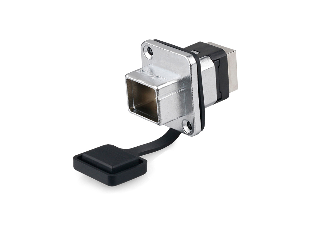 Industrial connector S6 - RJ45 feed-through coupling, RJ45 socket on both sides, metal, Good Connections®