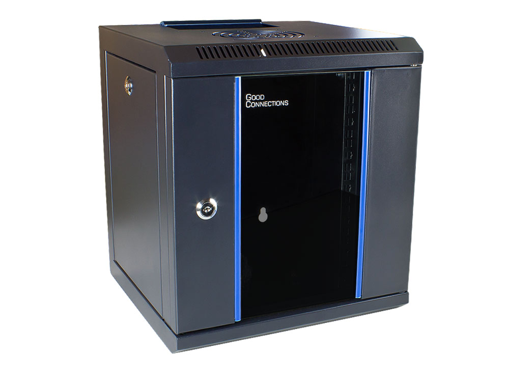 10" Wall housing, 6U, deep black (RAL9005), 312 x 300mm, fully assembled, Good Connections®