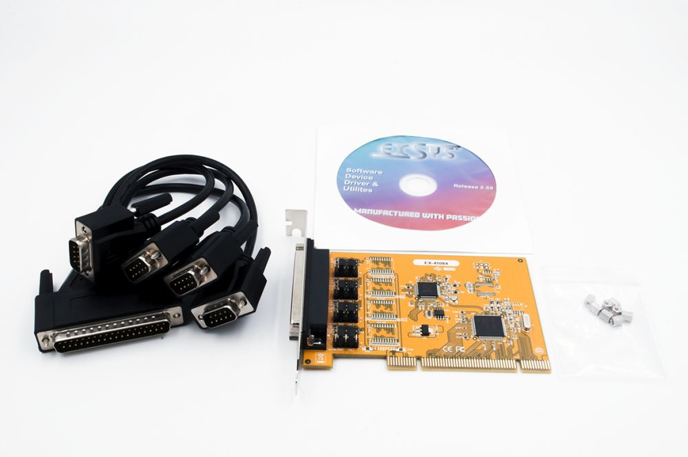 4S Seriell RS-232 PCI Karte mit Octopus Kabel, untersützt 921.6KBaud (FTDI Chip-Set), Exsys® [EX-41084]