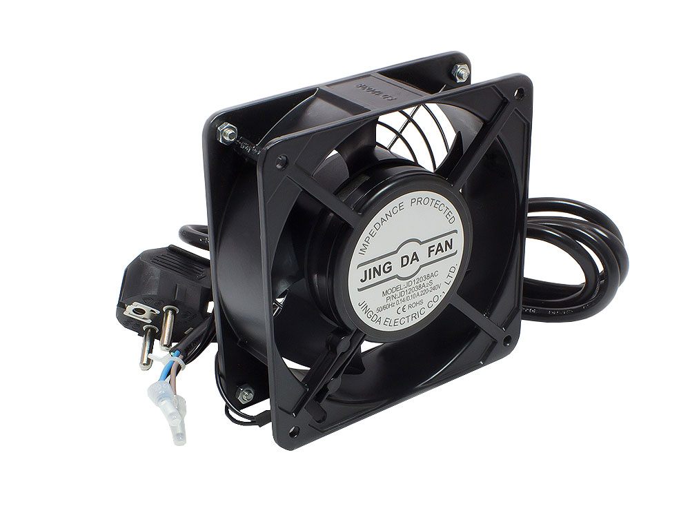Housing fan 120x120x38 mm, metal version, incl. fan grille and 1,8m protective contact connection cable