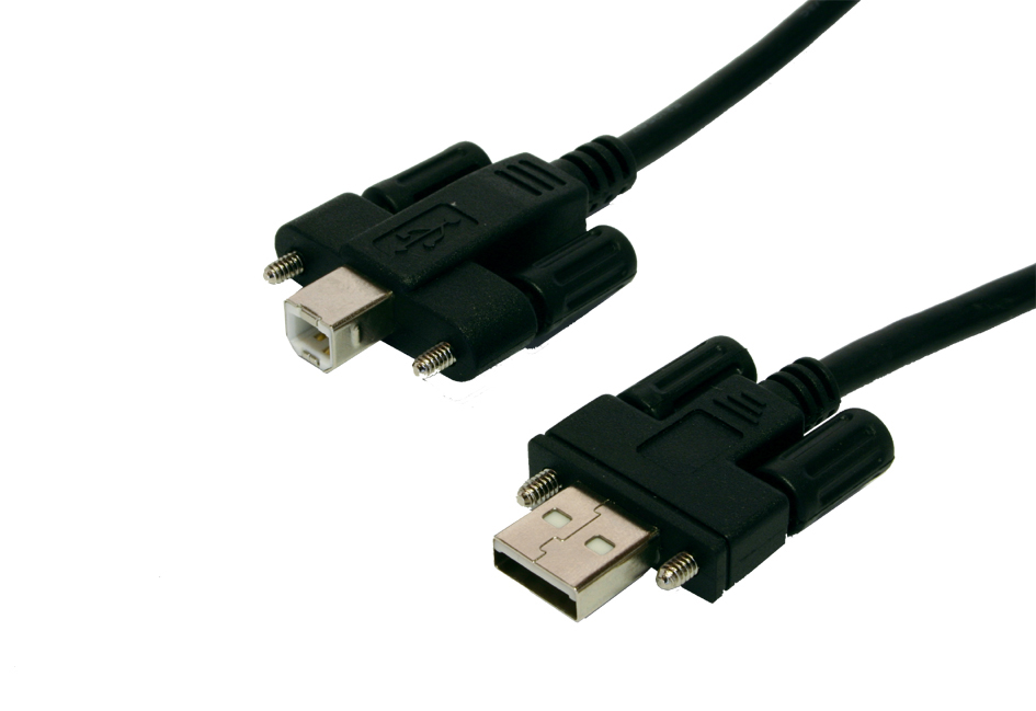 USB 3.0 Anschlusskabel Stecker A an Stecker B, mit Rändelschrauben, schwarz, 1,5m, Exsys® [EX-K1571V]
