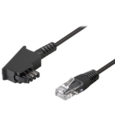 TAE Anschlußkabel DSL / VDSL, TAE-F Stecker an Westernstecker 8P2C, 10m, schwarz, Good Connections®