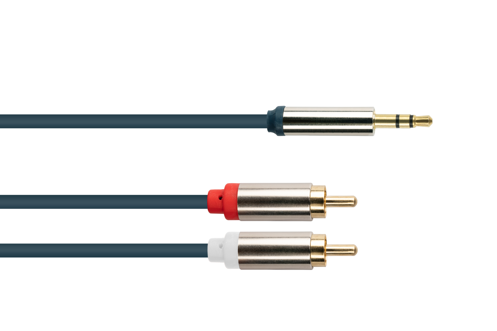 Audio connection cable SmartFLEX, High-Quality, 3-pin 3.5mm jack plug to 2x RCA/Cinch plug, dark blue, 2m, Good Connections®