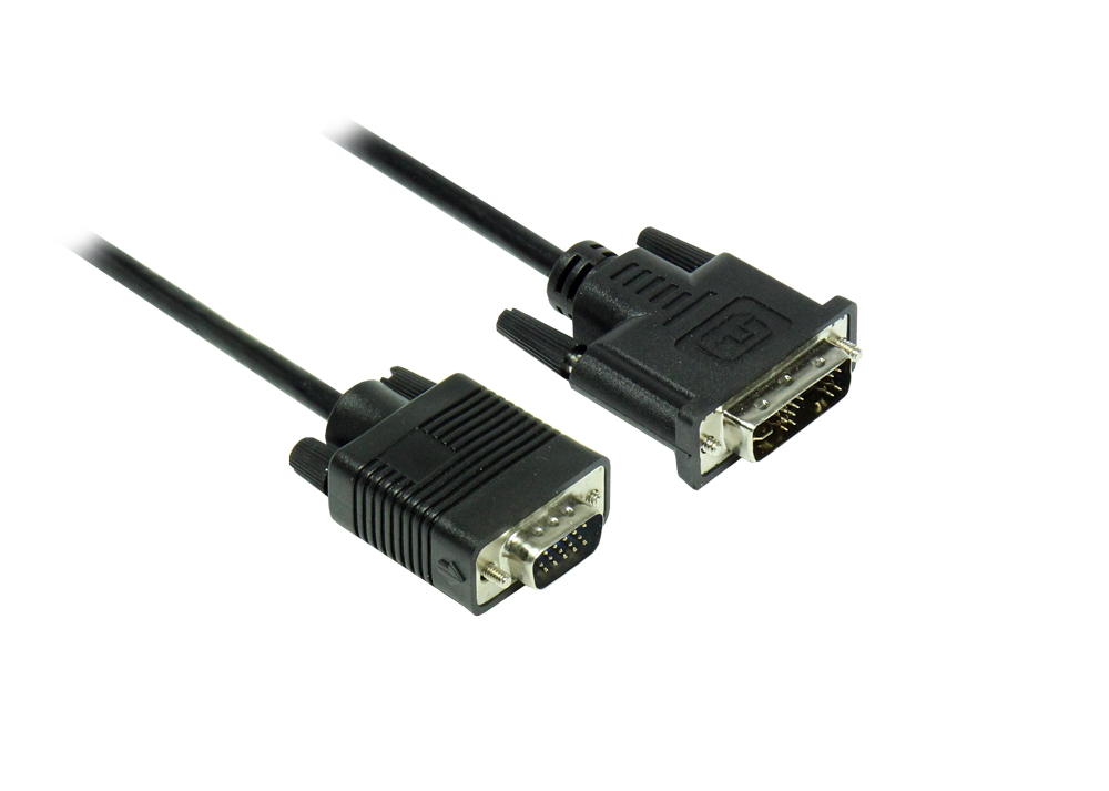Anschlusskabel  DVI-A 12+5 Stecker an 15pol VGA Stecker, schwarz, 1m, Good Connections®