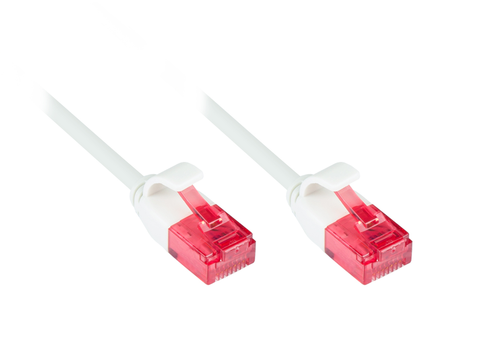 Patchkabel, Cat.6, U/UTP, SLIMLINE-KABEL, PVC, CU, 250MHz, weiß, 10m, Good Connections®