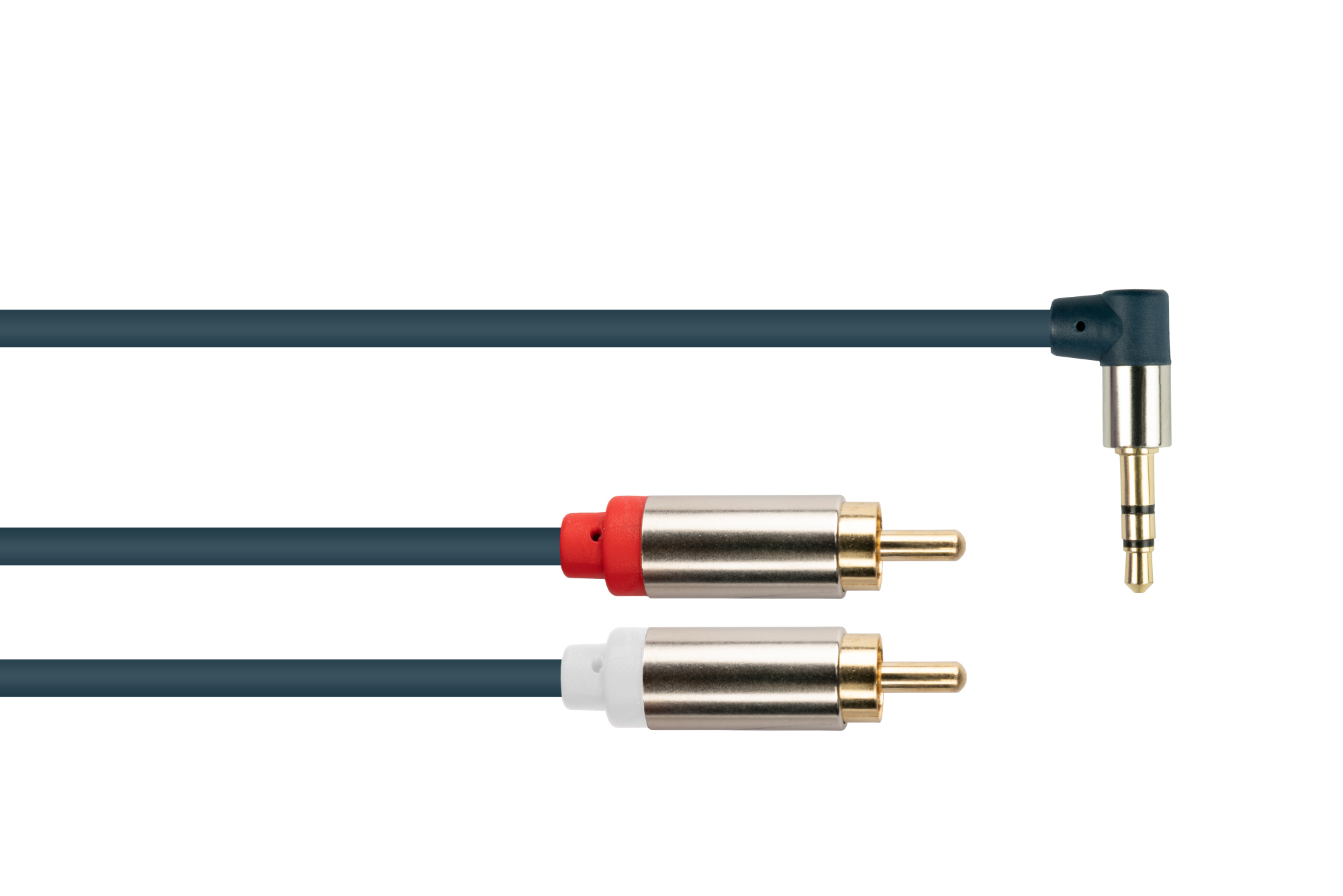 Audio connection cable SmartFLEX, High-Quality, 3-pin 3.5mm phone plug angled to 2x RCA/Cinch plug, dark blue, 1.5m, Good Connections®