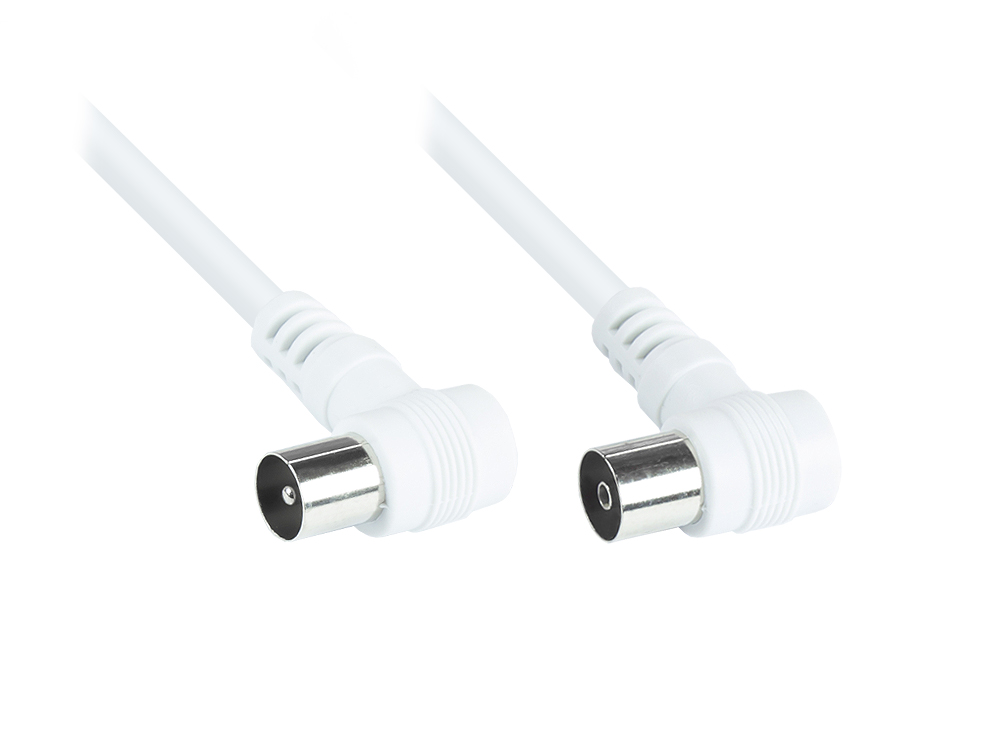 Antennenkabel, Koax/IEC Stecker gewinkelt an Buchse gewinkelt (vernickelt), 2x geschirmt (