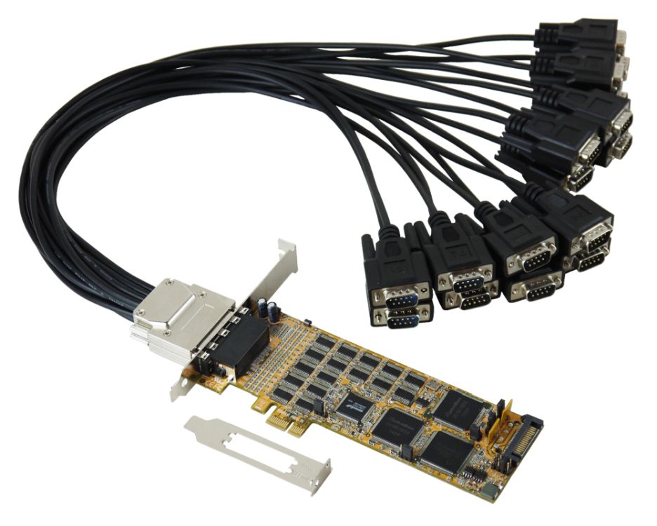 16S Seriell RS-232 PCIe mit 2x Octopus-Kabel (SystemBase Chip-Set), inkl. Low Profile Bügel für schmale PC, Exsys® [EX-44316-2]