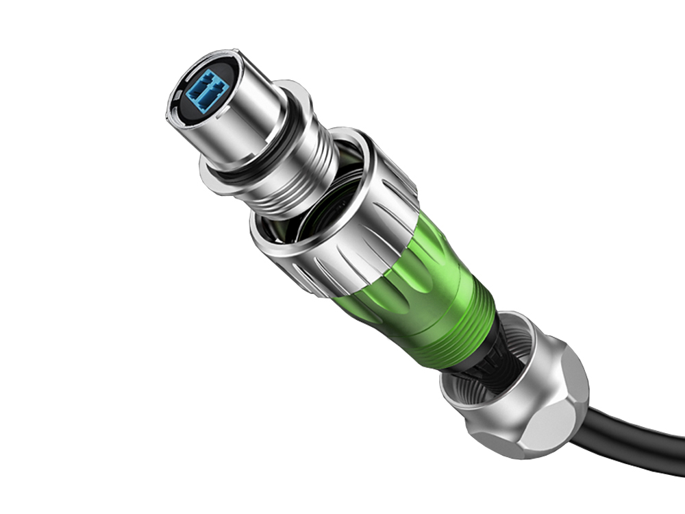 Industrial Connector S3 - Fibre Optic cable, Plug LC with cable gland to Plug LC, metal, M24, bayonet, IP65/67, 3m, Good Connections®