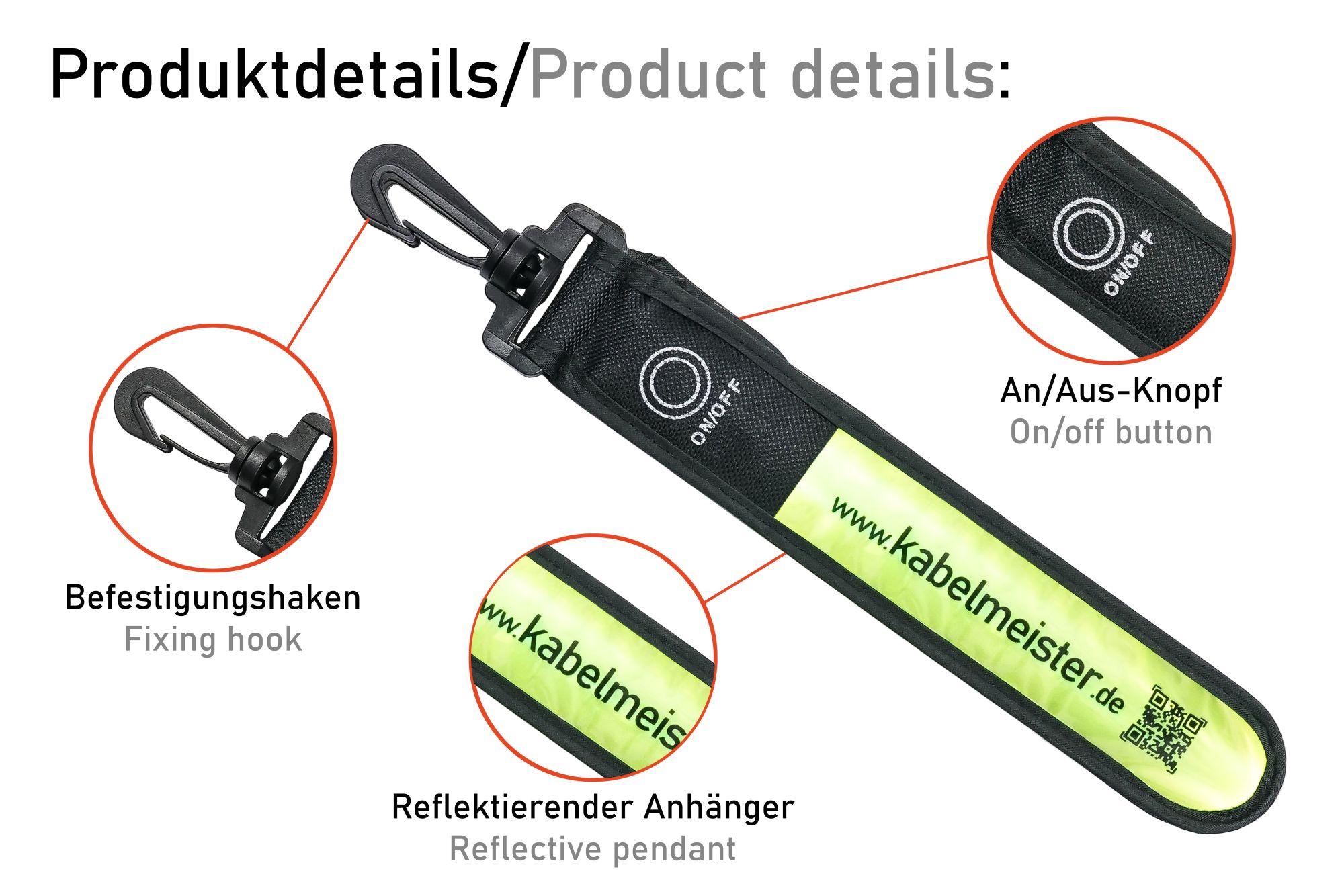 kabelmeister® LED Leuchtband mit Befestigungshaken, grün/gelb