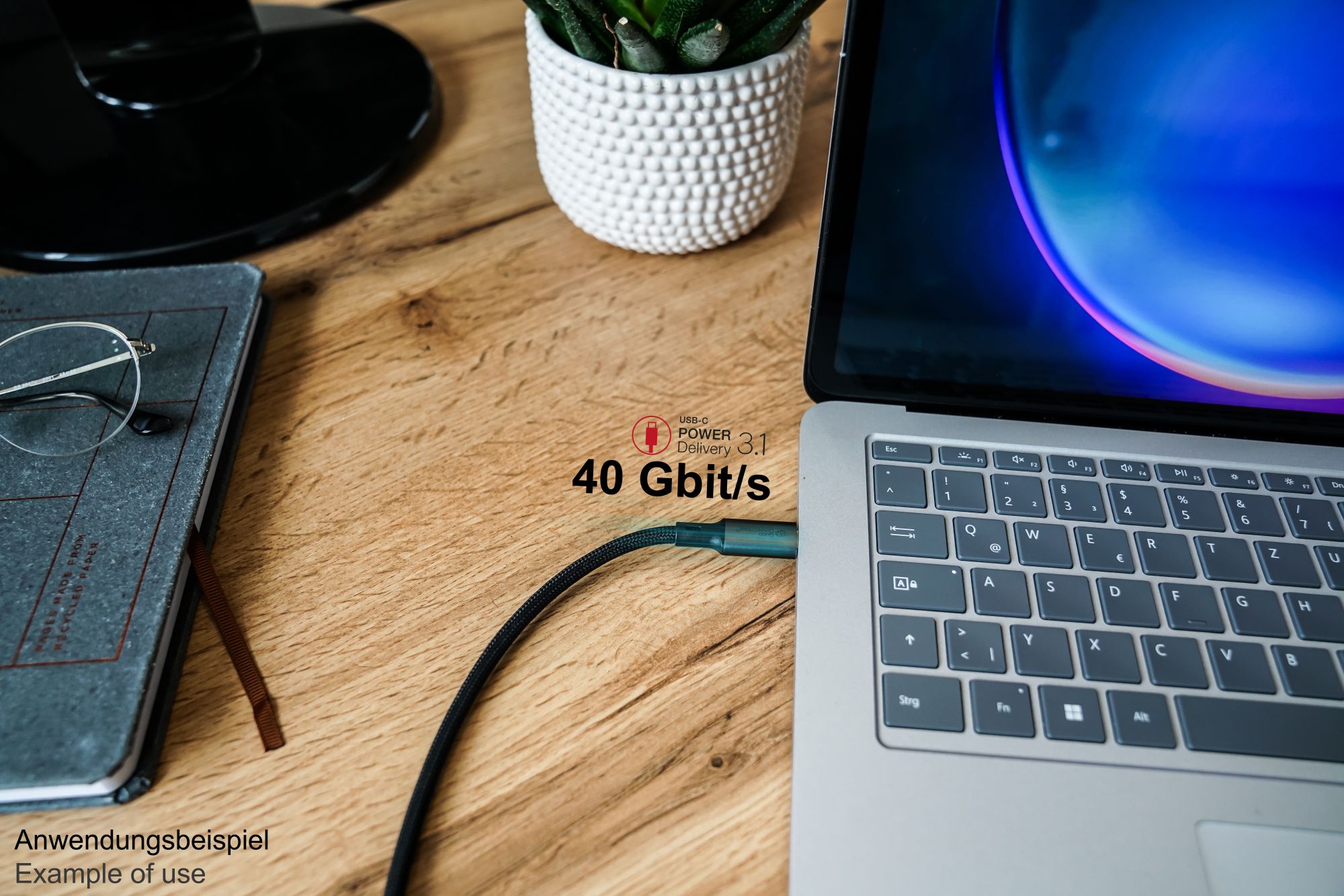 Magnetisches USB 4.0 Gen. 3x2 Spiralkabel (40GBit/s, 240W, 8K@60Hz), USB-C™ Stecker an USB-C™ Stecker, schwarz, 1,5m, Good Connections®