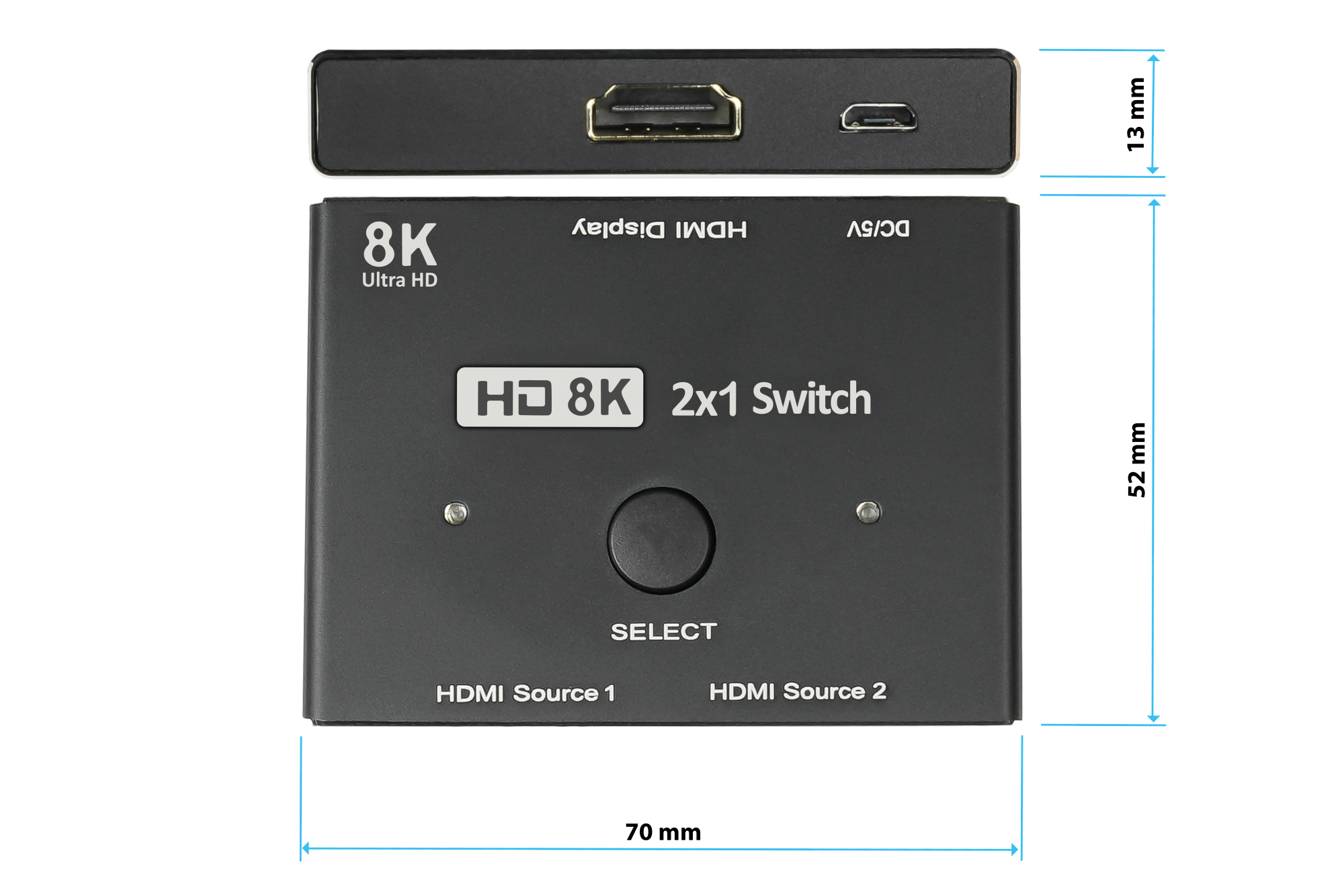 HDMI 2.1 Switch 2-way (2x input and 1x output), directional, 8K @30Hz, Good Connections®