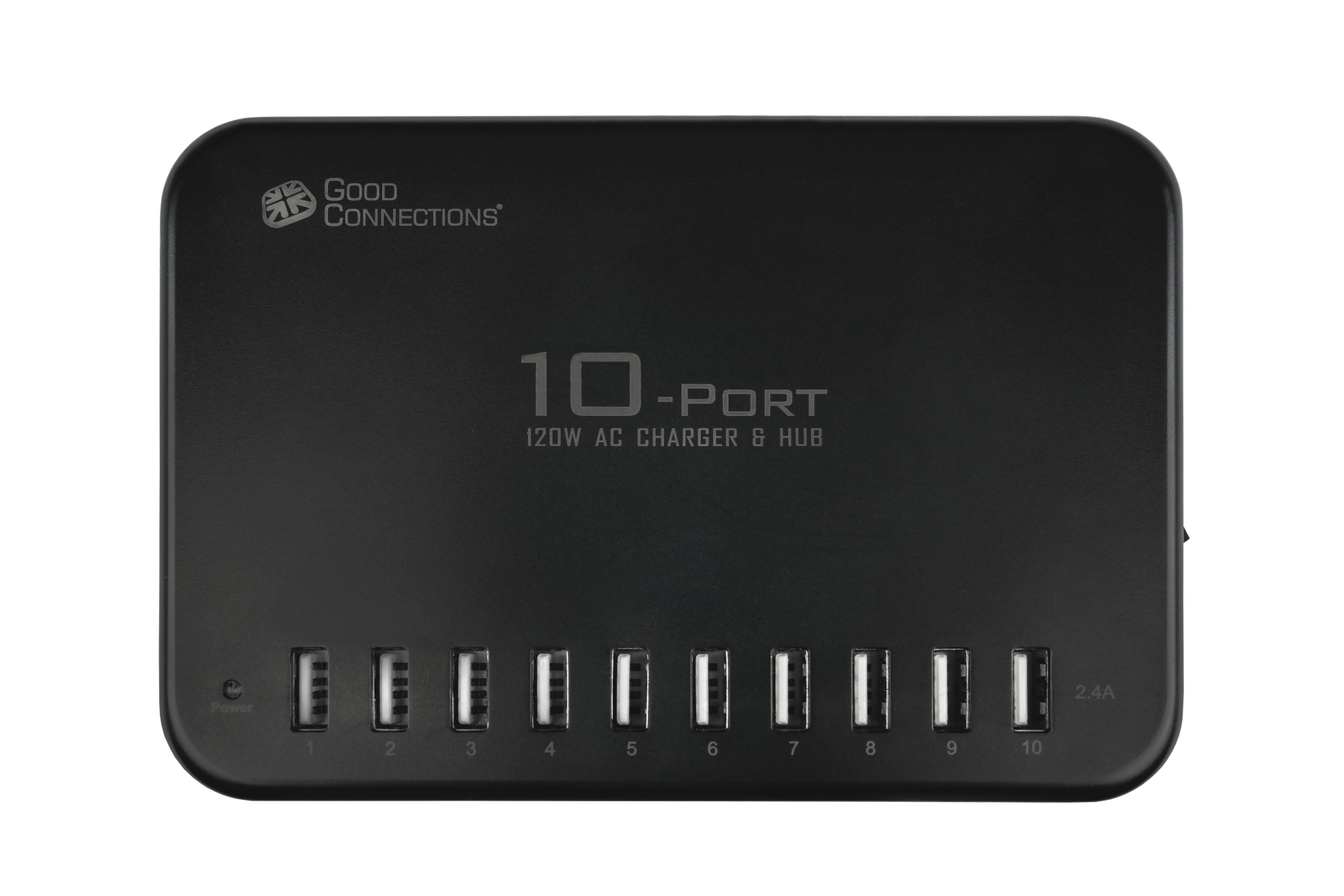 USB desktop fast charging station 120W, 10-port (10x USB-A), black, Good Connections®