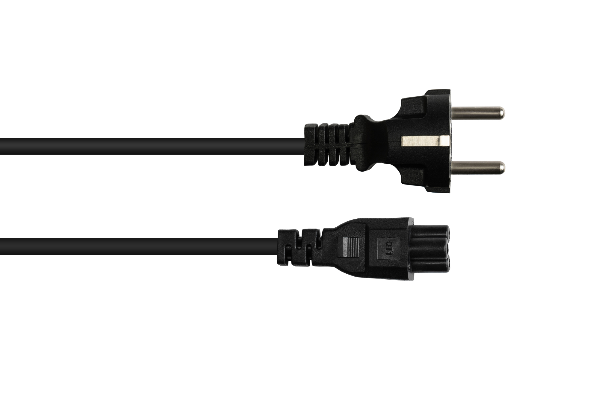 Netzkabel Schutzkontakt-Stecker Typ E+F (CEE 7/7, gerade) an C5 (gerade) für Notebook, schwarz, 0,75 mm², 3 m, Good Connections®