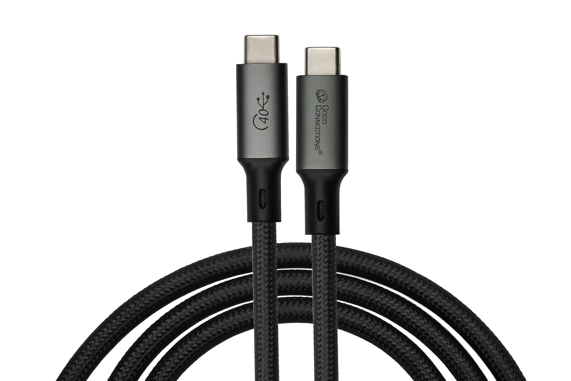 Magnetisches USB 4.0 Gen. 3x2 Spiralkabel (40GBit/s, 240W, 8K@60Hz), USB-C™ Stecker an USB-C™ Stecker, schwarz, 1m, Good Connections®