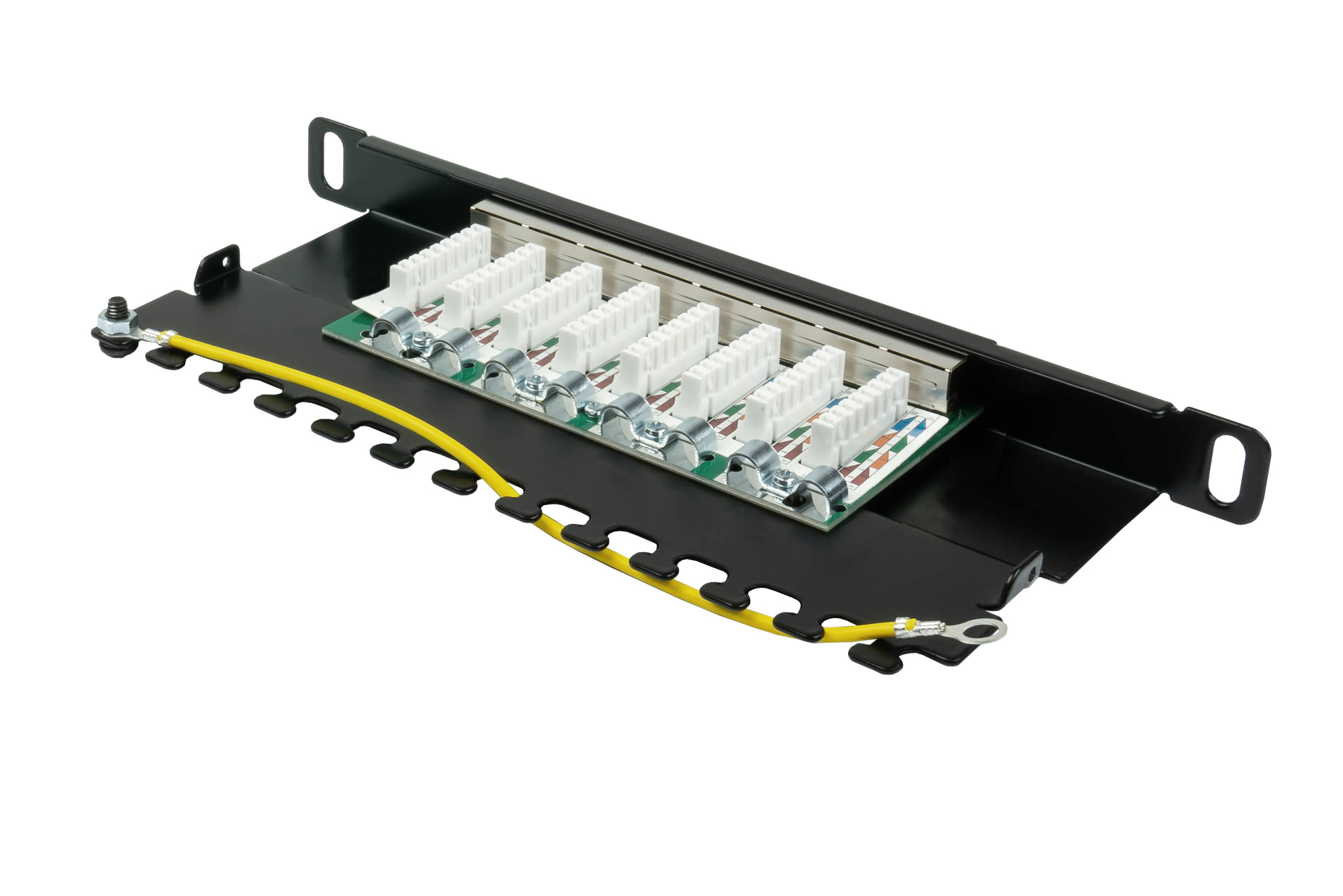 Patch Panel 10" Cat. 6, 8-port, 0,5 U, STP shielded, toolless opening, deep black (RAL9005), Good Connections®