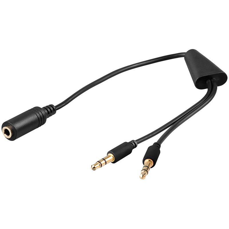 Y- Audiokabel, 3,5mm Buchse (4pol) zu 2 x 3,5mm Stereo Stecker