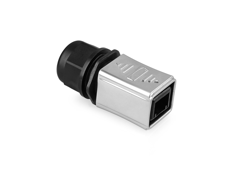 Industrial connector S6 - Unmated plug, cut-out for RJ45 plug, metal, Good Connections®