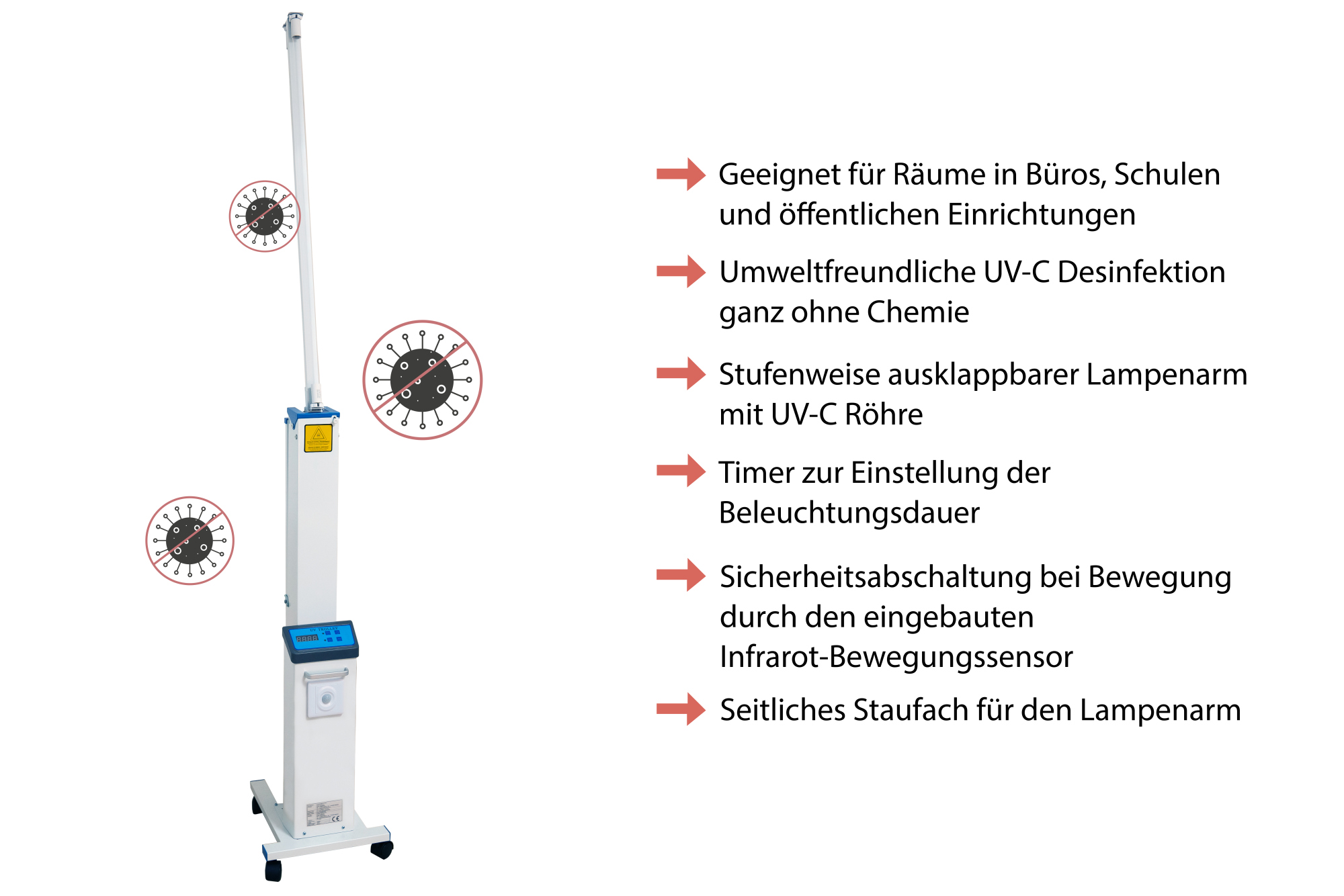 UV-C Desinfektionsstation 60W with 2 tubes for 30 m² room area, Good Connections®