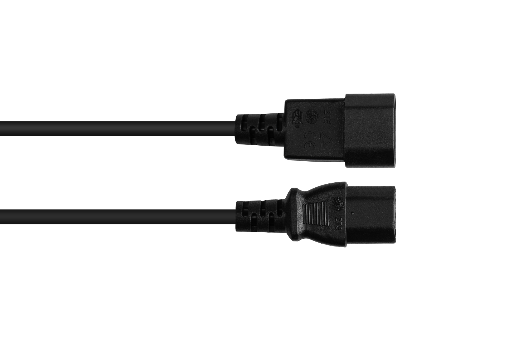 Kaltgeräteverlängerung C14 (gerade) an C13 (gerade), schwarz, 0,75 mm², 1,5 m, Good Connections®