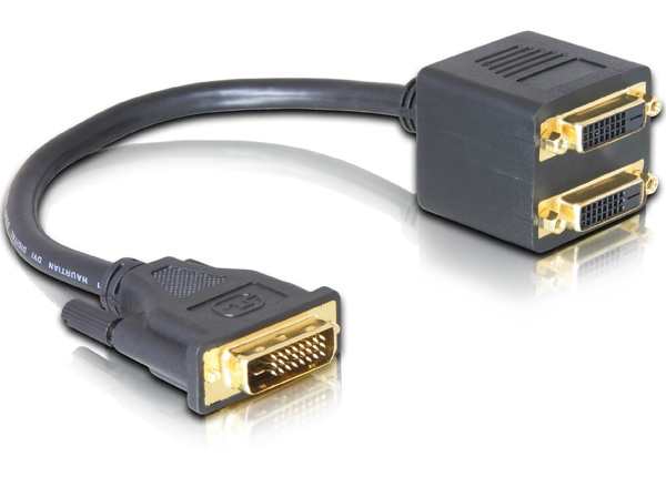 Adapter DVI 24+1 Stecker zu 2 x DVI 24+1 Buchse