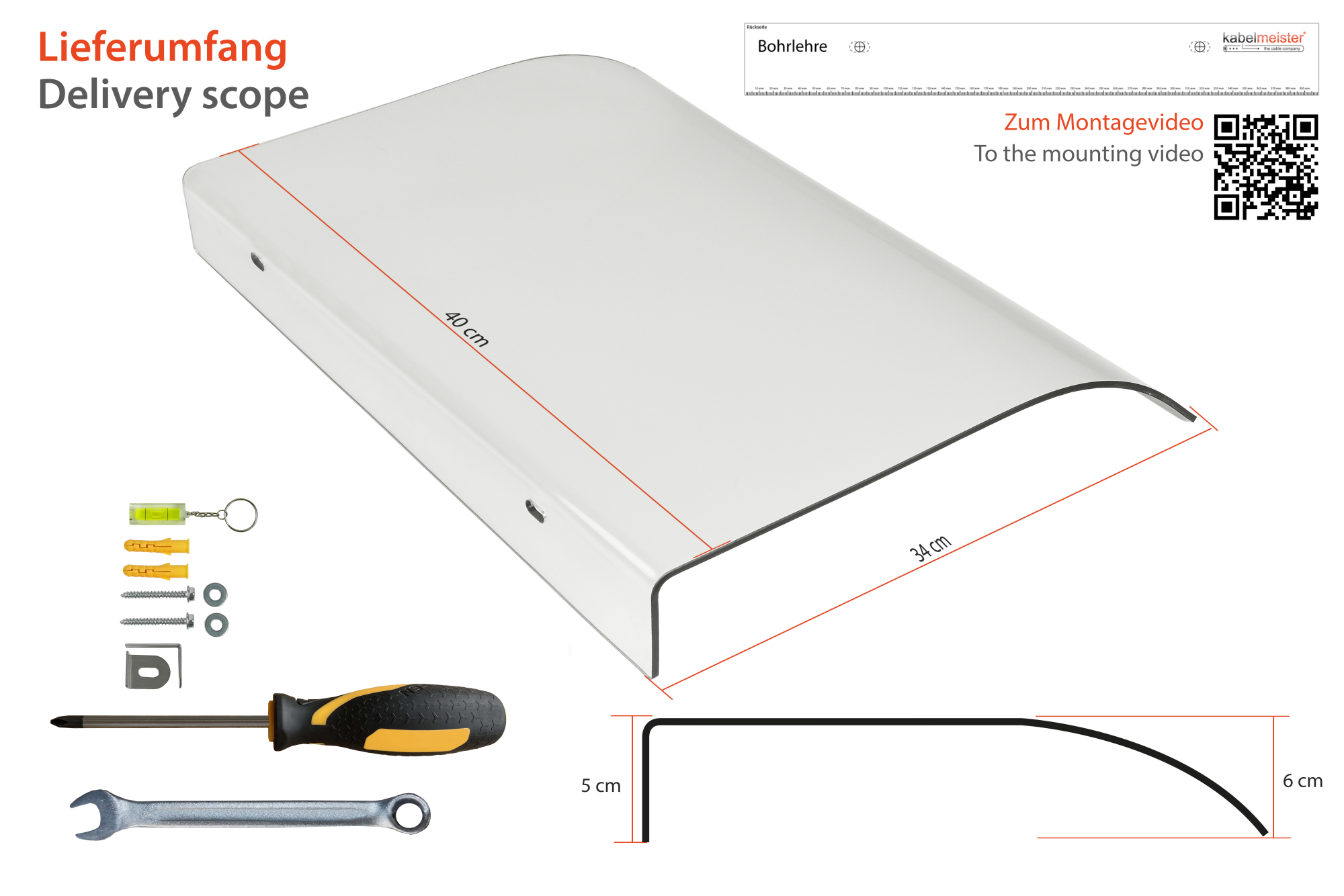 Wallbox canopy - rain protection - UV resistant - W 40 cm x D 34 cm