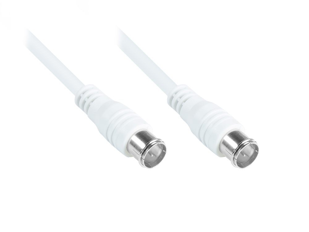 F-Quick SAT Antennenkabel, F-Quick Stecker beidseitig (vernickelt), 2x geschirmt (80 dB / 75 Ohm), CCS, weiß, 1,5m, Good Connections®