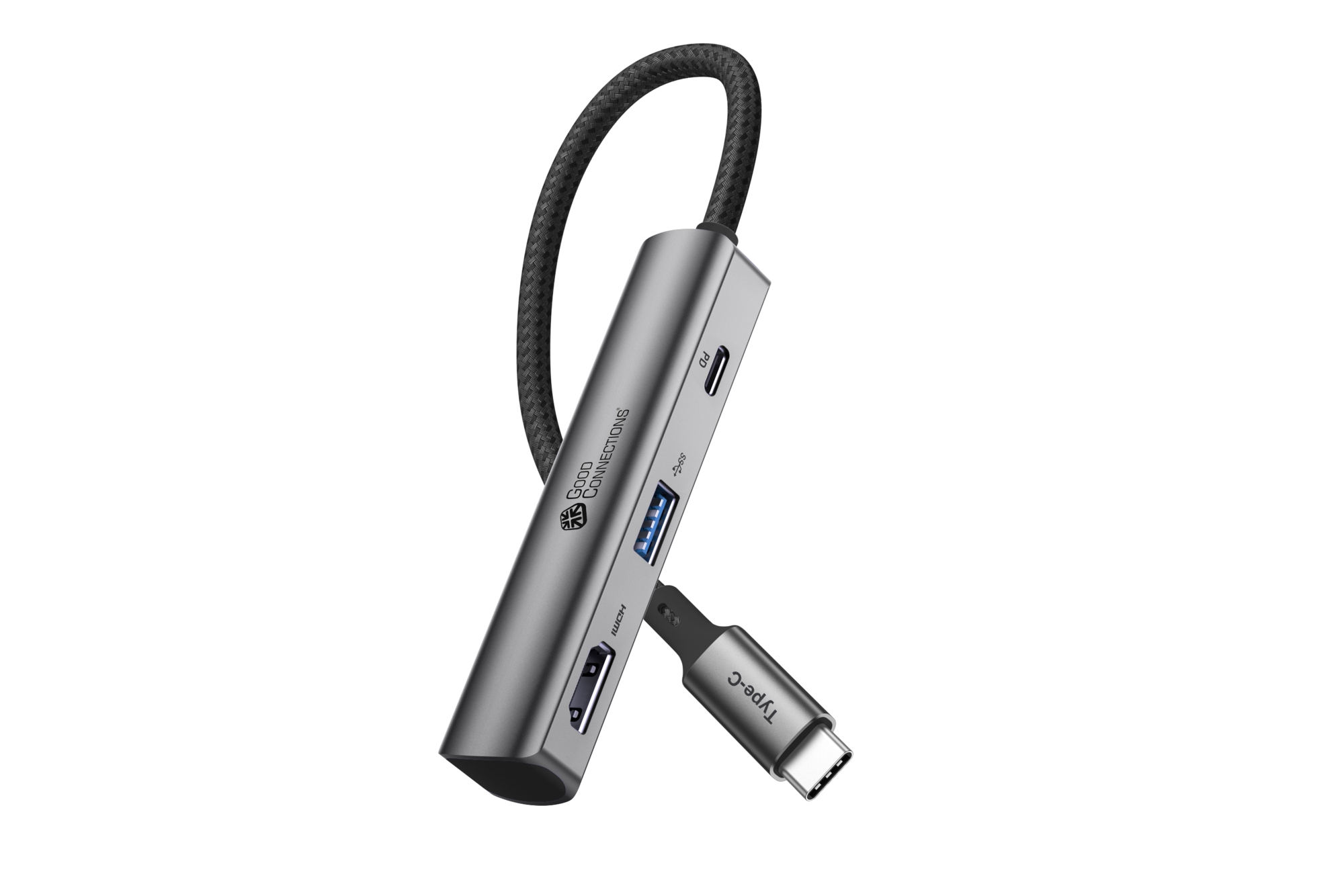 USB-C™-Hub (3-Port), 1x HDMI 2.0, 1x USB-C™ (PD 94W), USB 3.0 A, anthracite, Good Connections®