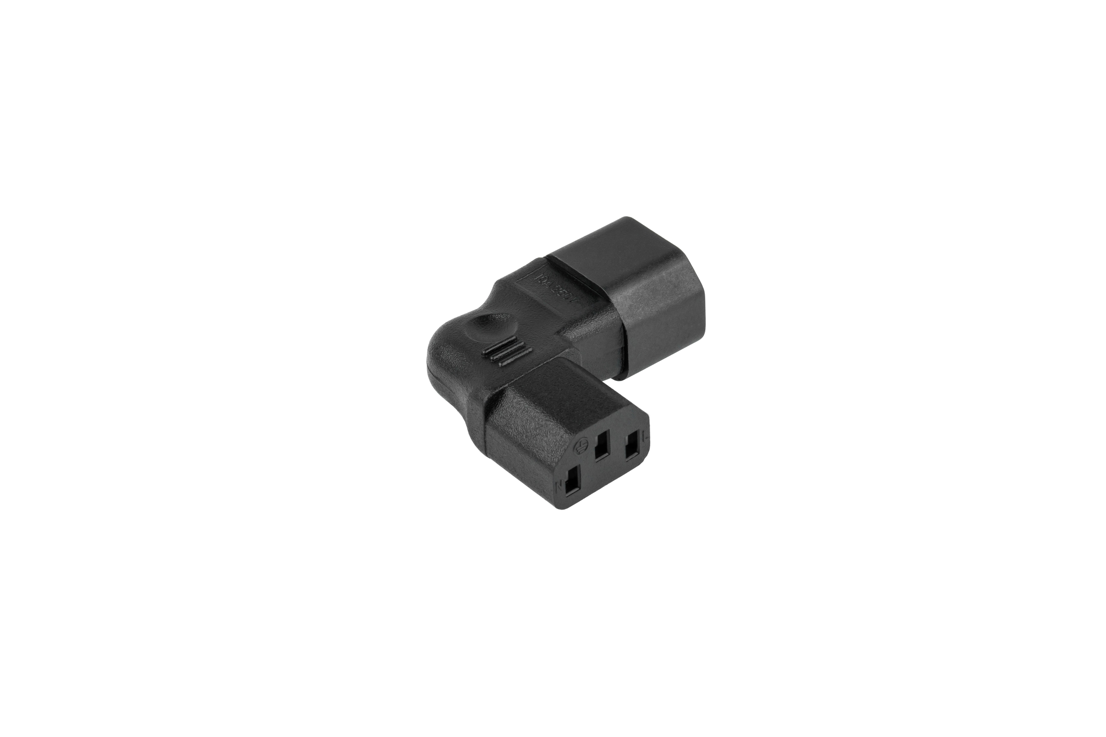 kabelmeister® Power adapter IEC plug C14 to IEC socket C13, angled left/right, black