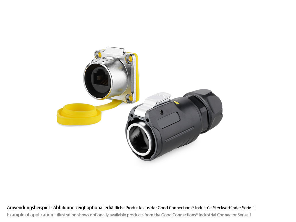 Industrial Connector S1 - Unequipped plug with click locking, cut-out for RJ45 connector, M24, IP65/67, Good Connections®