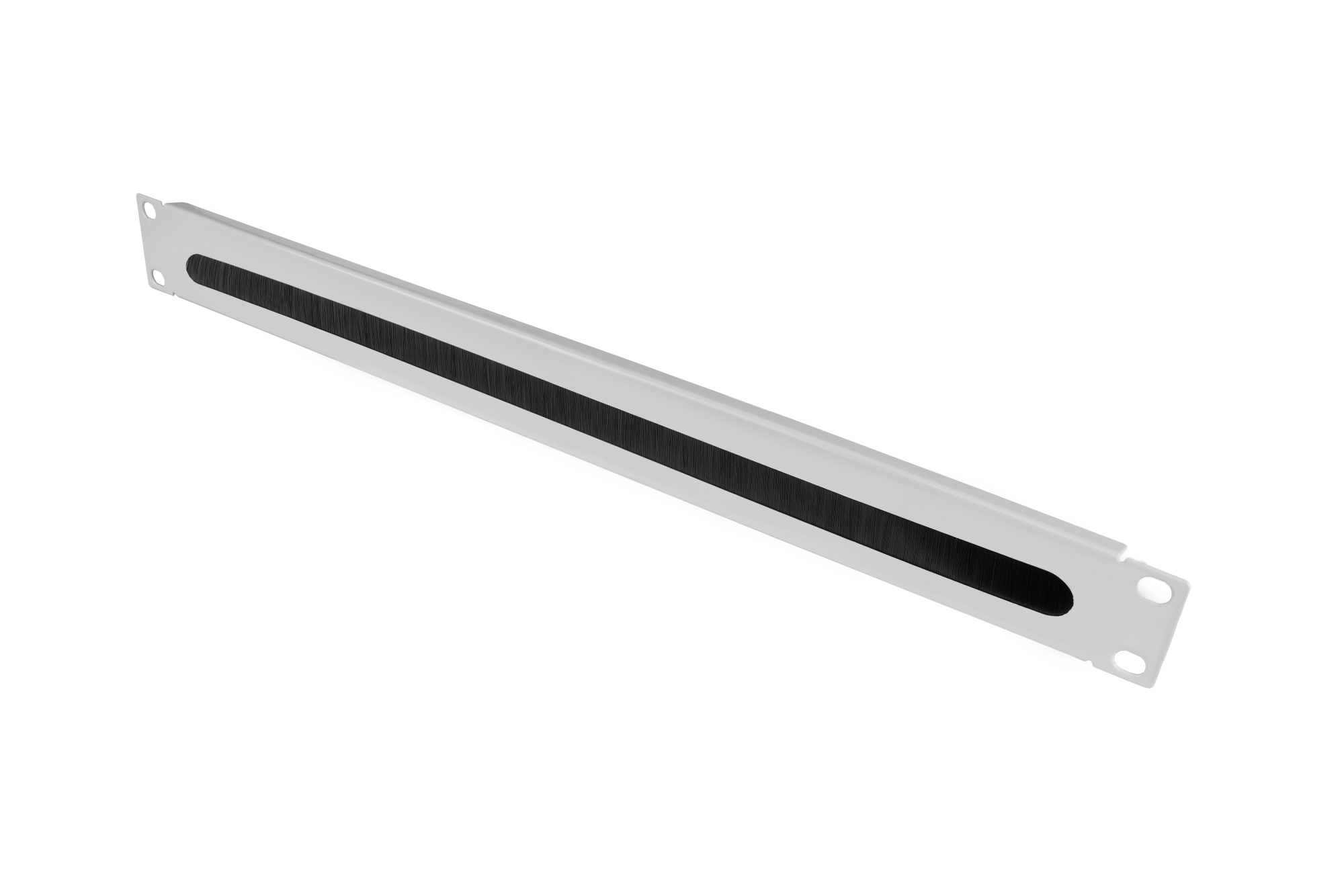 19" Cable entry, with brush insert, 1U, pure white (RAL9010), Good Connections®