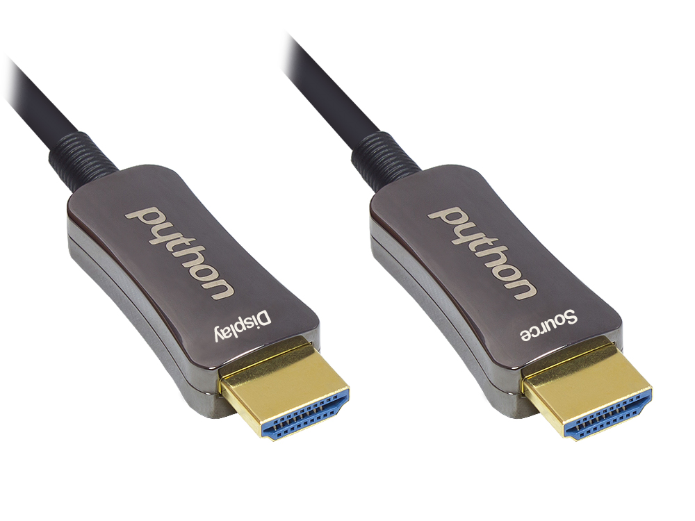 Optisches Hybrid HDMI™ 2.0 Anschlusskabel, 4K2K / UHD 60Hz, vergoldete Stecker und Kupferkontakte, schwarz, 3m, PYTHON® Series