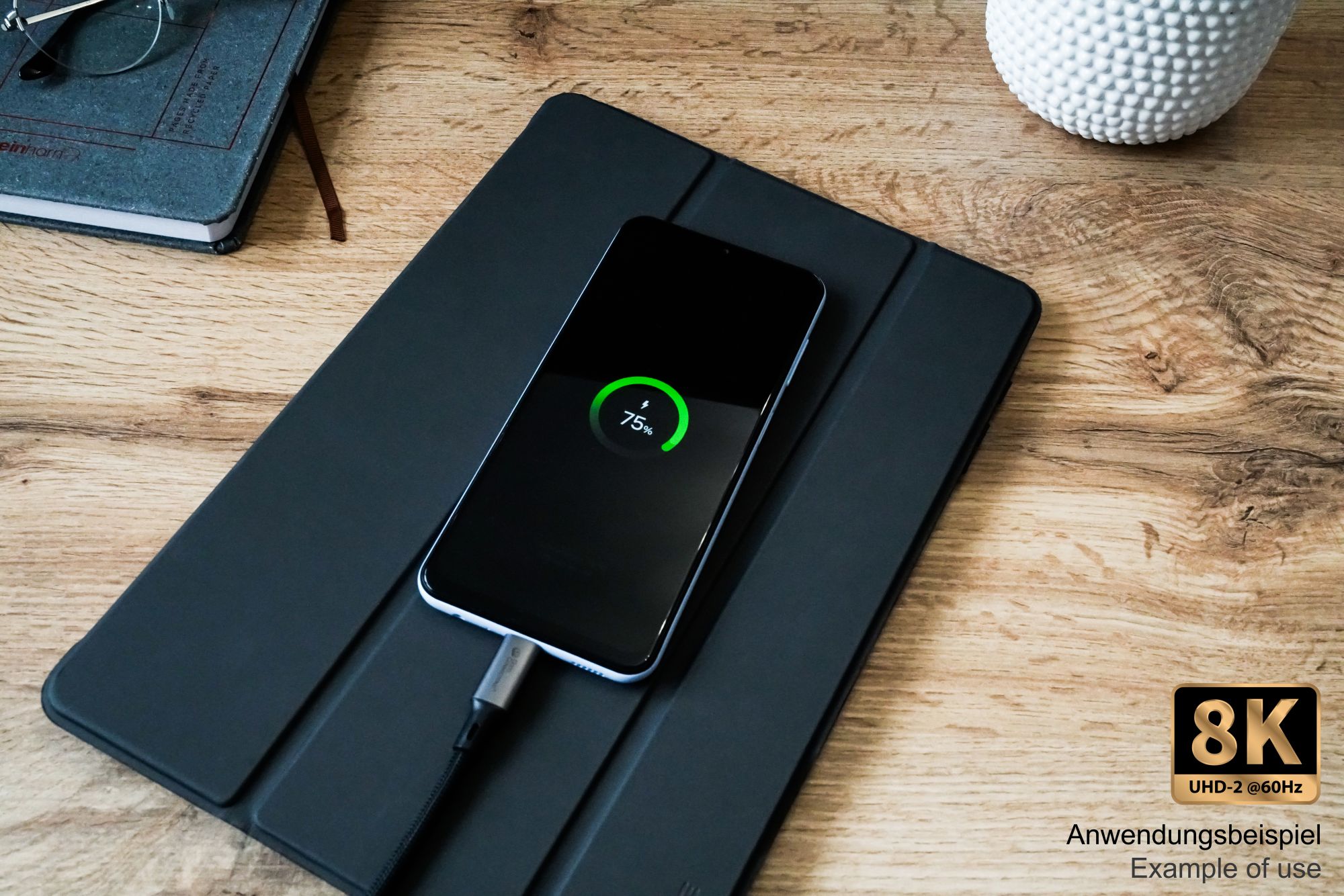 Magnetisches USB 4.0 Gen. 3x2 Spiralkabel (40GBit/s, 240W, 8K@60Hz), USB-C™ Stecker an USB-C™ Stecker, schwarz, 1m, Good Connections®
