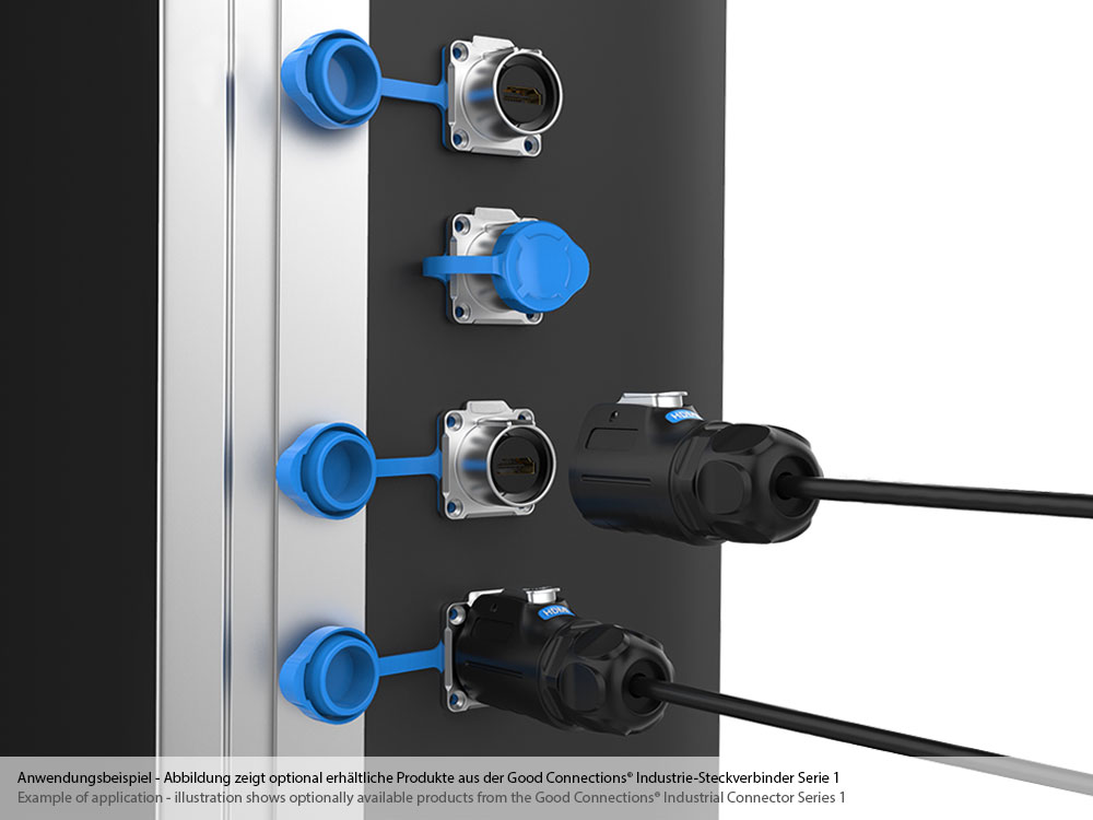 Industrie-Steckverbinder S1 - HDMI 2.0b Kabel, Stecker A mit Klick-Arretierung an Stecker A, M24, IP65/67, 1m, Good Connections®