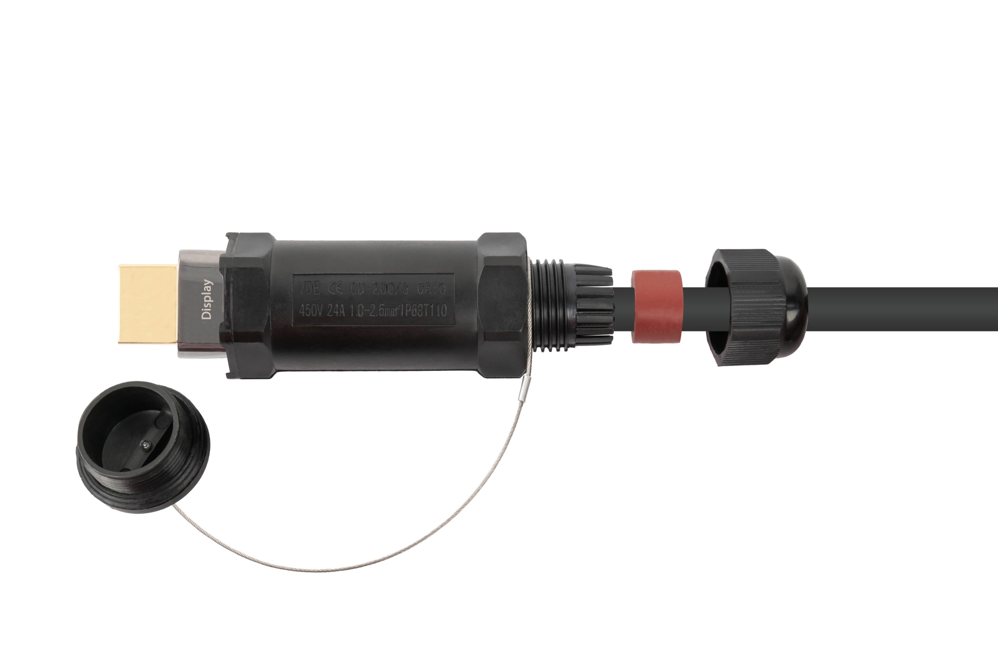 AOC Hybrid High-Speed HDMI® 2.0b, steel armored, 4K @60Hz, 18 GBit/s, black, 15m, PYTHON® Series