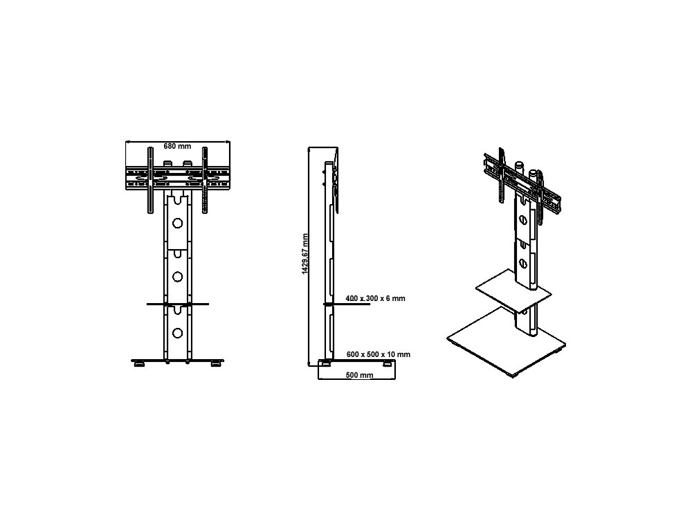 Standfuss für LCD TV für Flachbildschirme 32“ - 65“ (81 - 165 cm), Belastung bis 40 kg