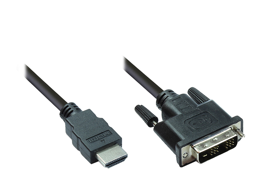 HDMI 19pol Stecker auf DVI-D 18+1 Stecker Anschlusskabel 1,8m, Good Connections®