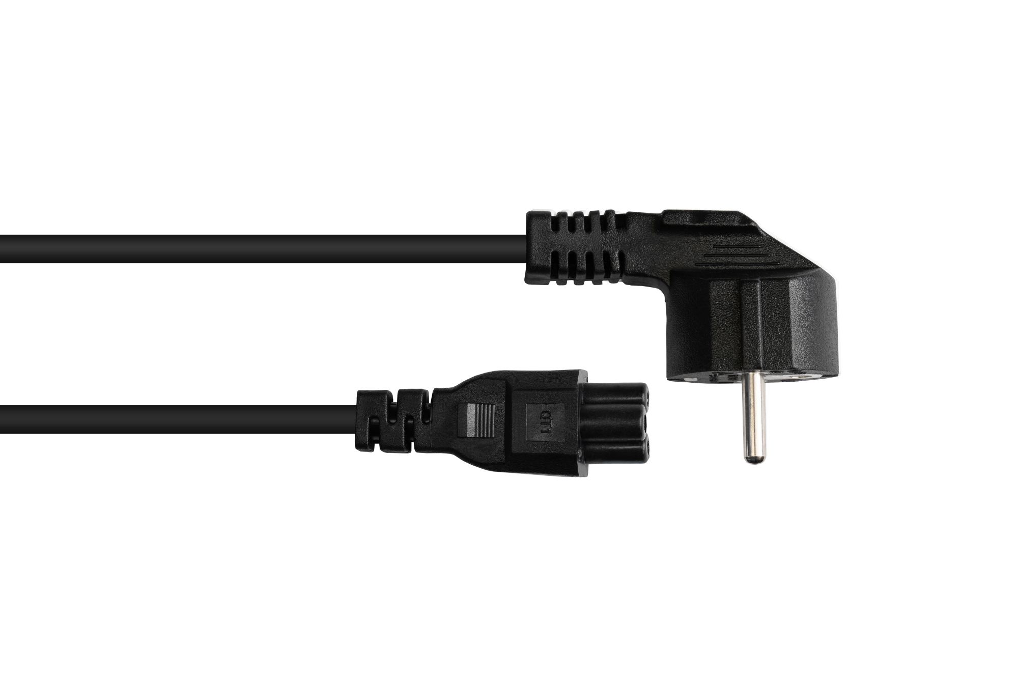 Power cord Safety-plug Typ E+F (CEE 7/7, angled) to C5 (straight) for Notebook, black, 0,75 mm², 1,8 m, Good Connections®
