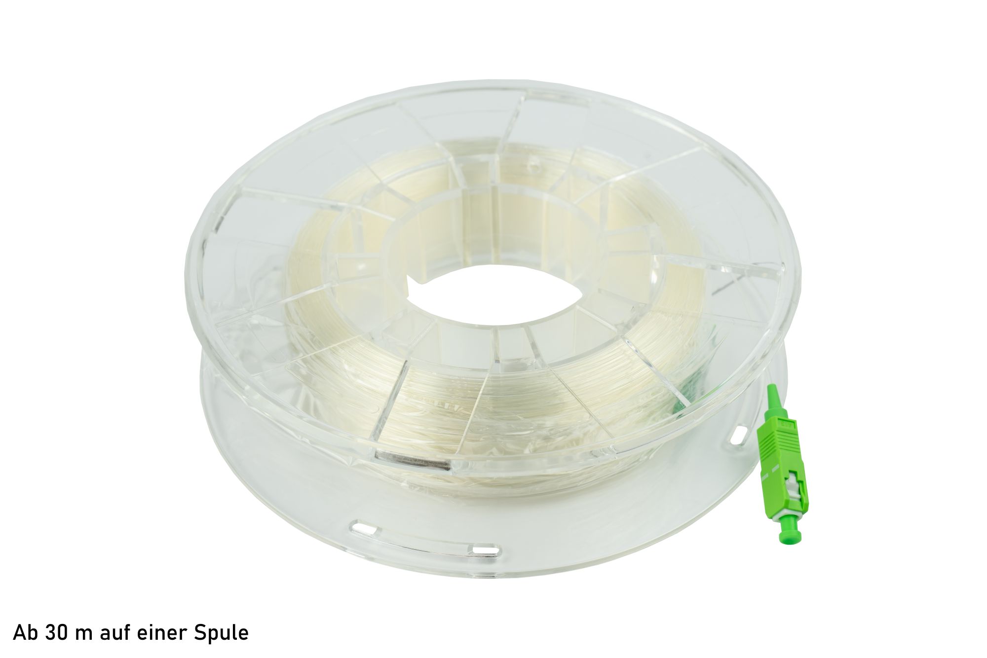 kabelmeister® LWL-Patchkabel OS2 Simplex, LC/APC - SC/APC, G.657.B3, 0,9mm, transparent, 75m