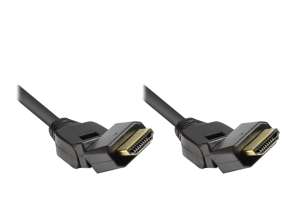 High-Speed-HDMI®-Kabel mit Ethernet, 360° drehbar, vergoldete Stecker, 5m, Good Connections®