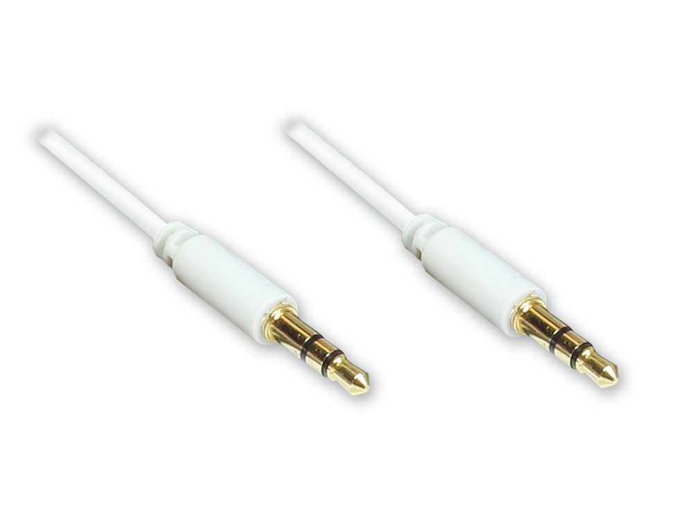 Anschlusskabel Klinke 3,5mm Stecker an Stecker (3polig), Slim-Ausführung, weiß, 2m, Good Connections®