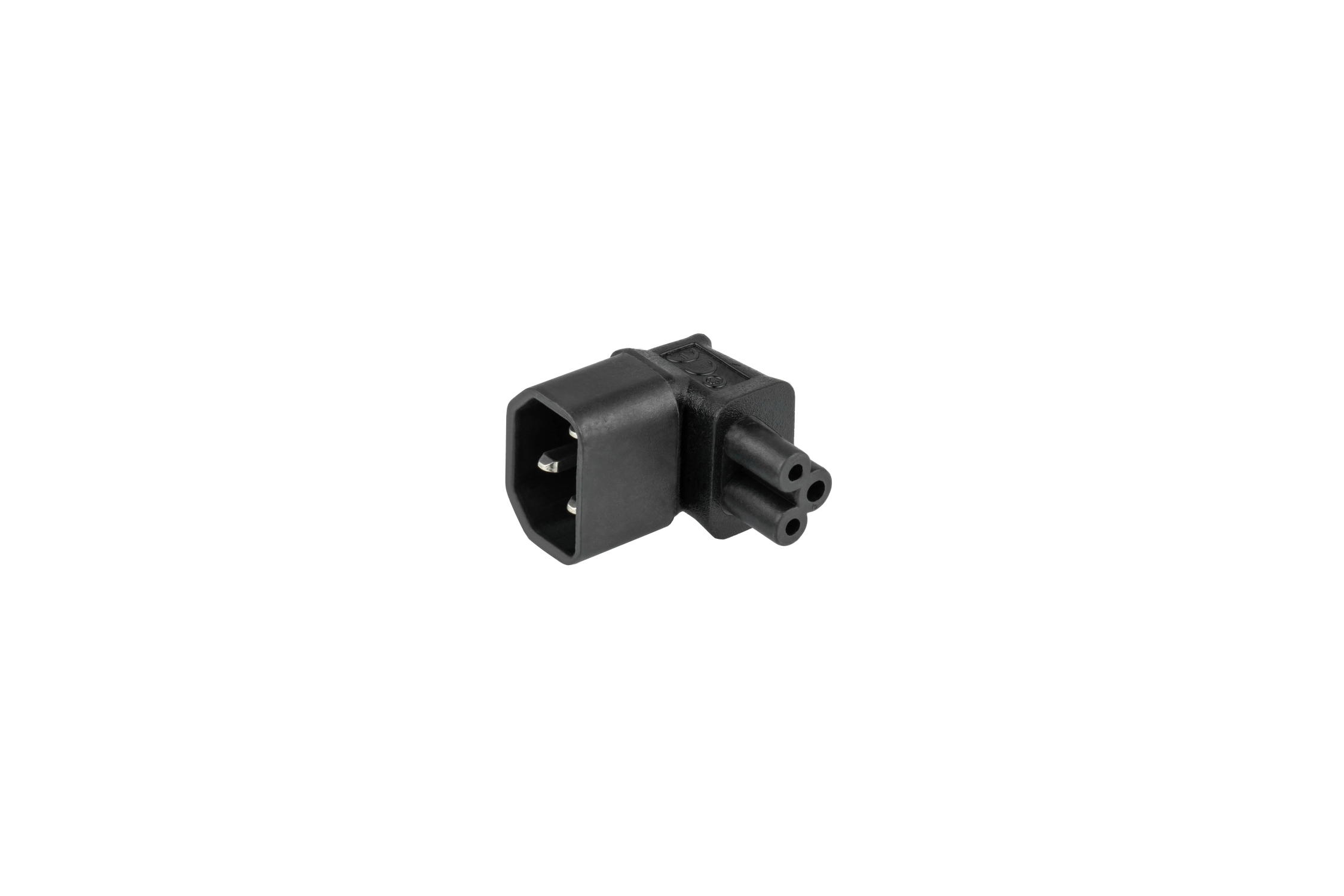 kabelmeister® Power adapter IEC plug C14 to IEC socket C5, angled top/bottom, black