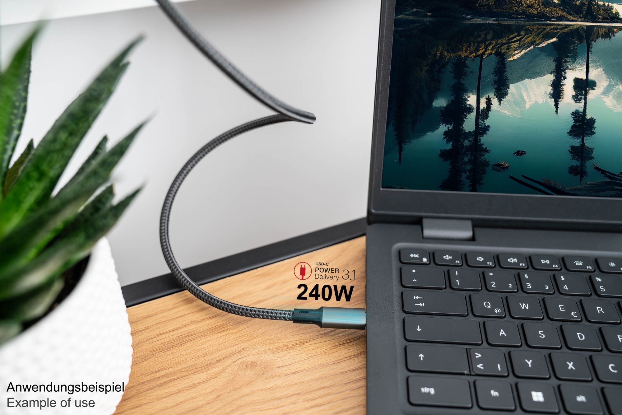 USB 2.0 Lade- und Datenkabel (240W), USB-C™ Stecker an USB-C™ Stecker, anthrazit, 0,5m, Good Connections®