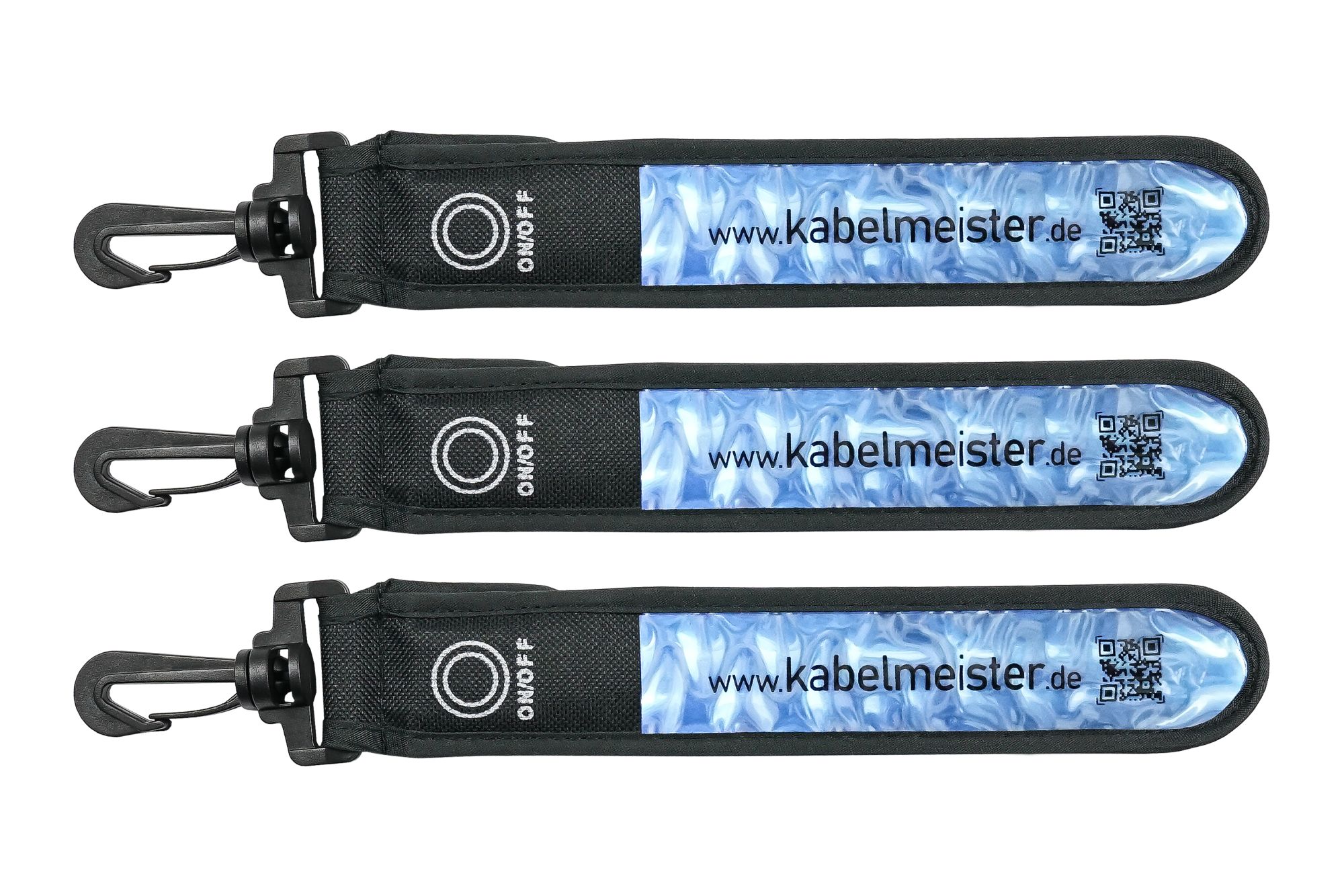 kabelmeister® LED Leuchtband mit Befestigungshaken, blau - 3er-Set