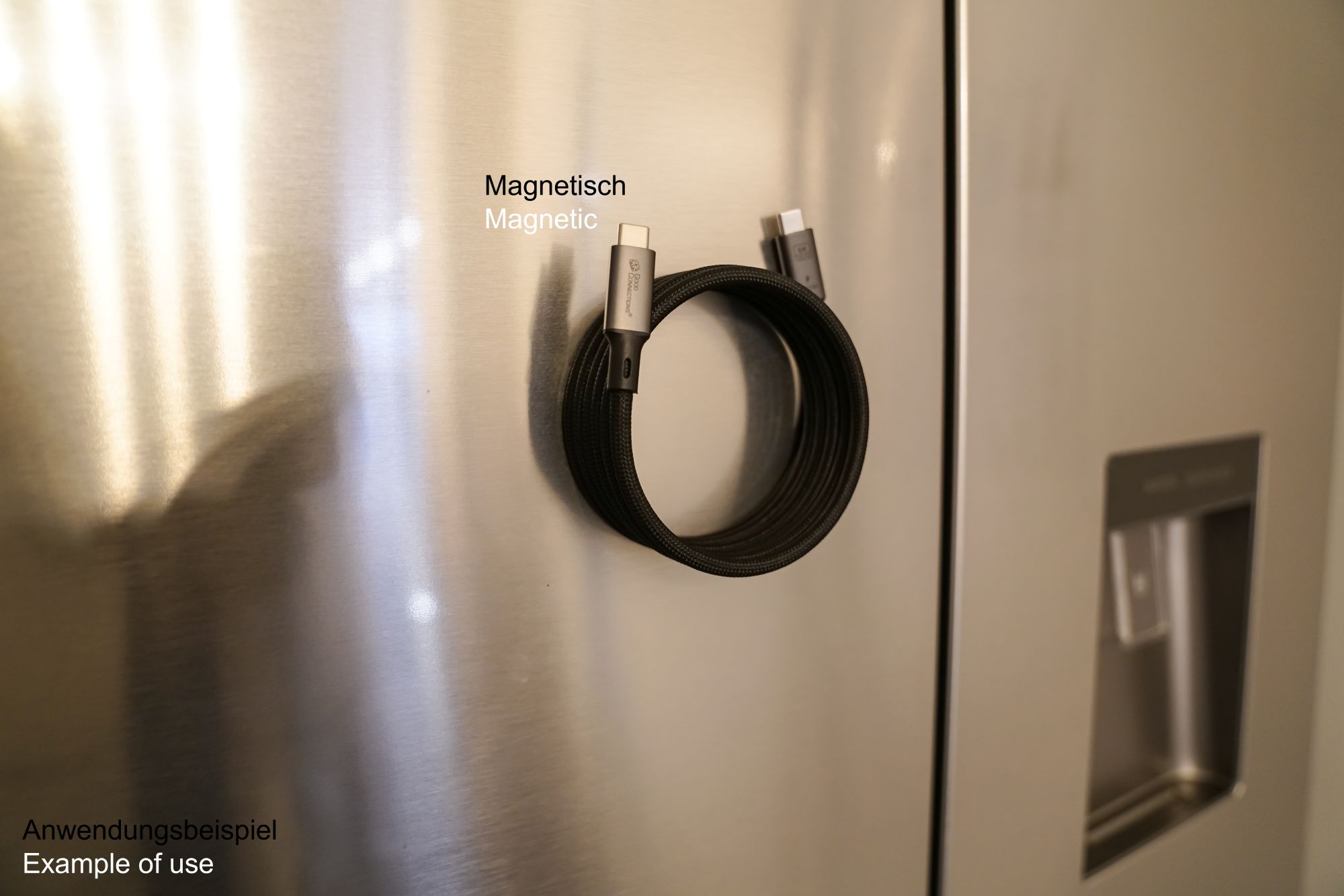 Magnetisches USB 4.0 Gen. 3x2 Spiralkabel (40GBit/s, 240W, 8K@60Hz), USB-C™ Stecker an USB-C™ Stecker, schwarz, 1m, Good Connections®